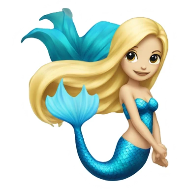 blonde mermaid with blue tail sticker