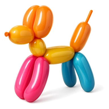<system_prompt>
  <style>
    <name>Hyperrealistic Colorful Balloon</name>
    <description>3D render designed in a hyperrealistic colorful balloon style.</description>
    <materials>
      <surface>
        <type>latex</type>
        <finish>shiny</finish>
        <reflectivity>high</reflectivity>
        <stretching>slightly_stretched</stretching>
        <imperfections>
          <creases>subtle</creases>
          <warps>light</warps>
          <kinks>natural</kinks>
        </imperfections>
        <ends>tied</ends>
      </surface>
    </materials>
    <shape>
      <feel>inflated</feel>
      <construction>hand-twisted</construction>
      <volume>high</volume>
    </shape>
    <lighting>
      <style>sharp</style>
      <shadows>none</shadows>
      <enhance>volume</enhance>
    </lighting>
    <aesthetic>
      <mood>playful</mood>
      <style>pop-art</style>
    </aesthetic>
    <background>
      <style>minimal</style>
      <clean>true</clean>
    </background>
  </style>
</system_prompt>

{subject} = dog sticker