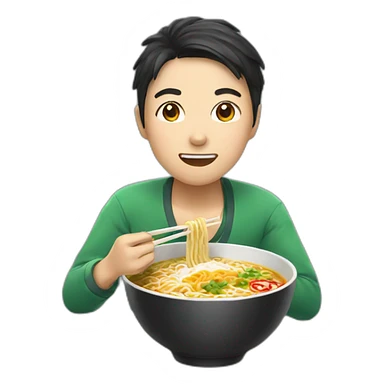 Asian eating ramen sticker