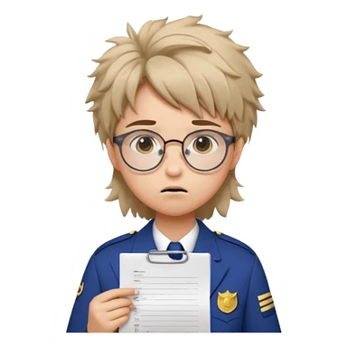 Frowns with Glasses, Angry Student: Teen in uniform, round glasses, holding test paper, pouting
 sticker