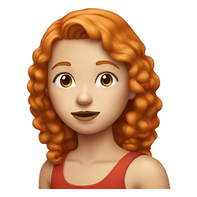 Ginger girl with scarlet red colored top lip and brown colored bottom lip sticker