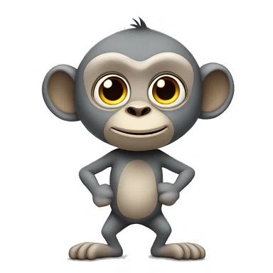 grey cartoony monkey with cartoony face with no legs sticker