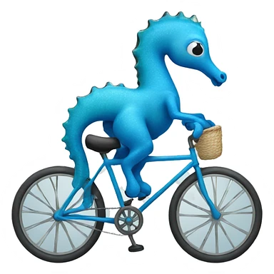 Blue seahorse riding a bicycle  sticker