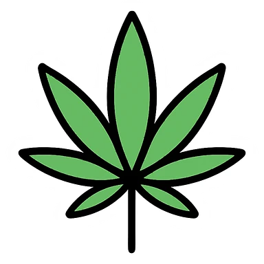 weed leaf, modern icon style, simple, clean lines, minimal color sticker