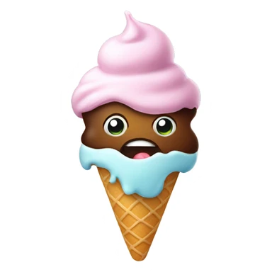 Ice cream with a face sticker