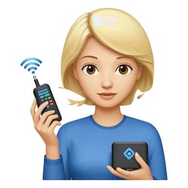 mujer rubia con modem de internet sticker