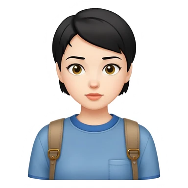 girl with short black hair, dressed in casual boyish outfit sticker