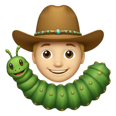 Cowboy emoji mixed with caterpillar emoji sticker