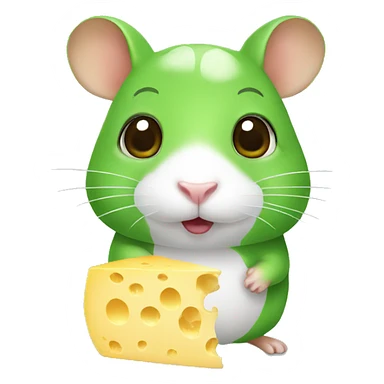green hamster with cheese sticker