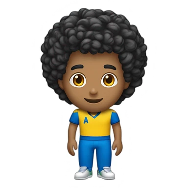 Menino tom de pele moreno, cabelo curto preto, camisa amarela, bermuda azuls segura uma peça de quebra-cabeça colorido sticker