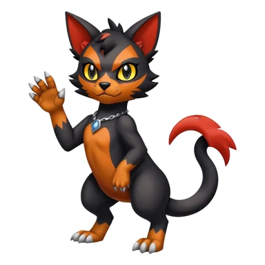 Cool edgy Torracat-Houndour-Litten-Digimon, full body sticker