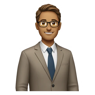 Teacher with brown hair and glasses and white sticker