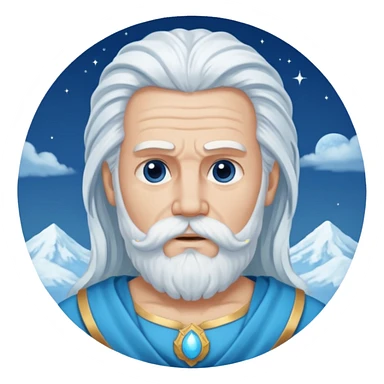 Uranus, Sky God from Rome Mythology with long white hair and beard, blue and white outfit sticker