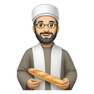 Imam Hassen Chalghoumi holding Le Larousse and a baguette. sticker