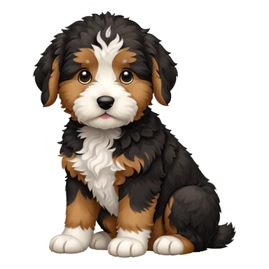bernedoodle puppy sitting sticker