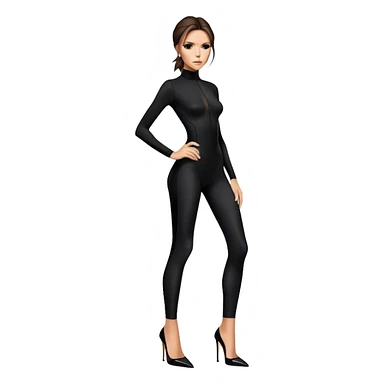 Victoria Beckham black bodysuit wearing black heels sticker