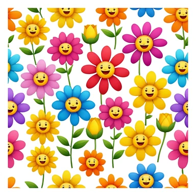 a group of flowers with different facial expressions sticker