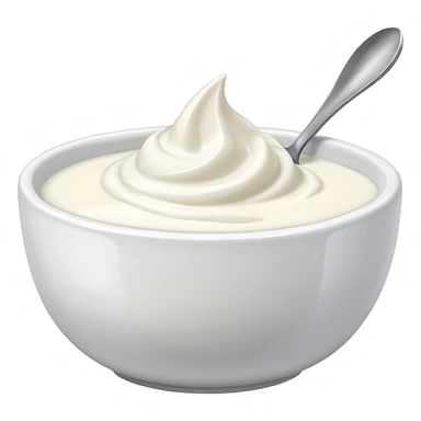 a bowl of yogurt with a spoon sticker