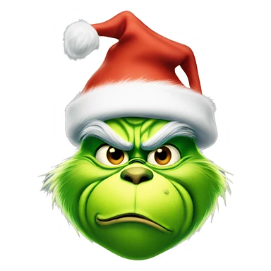 The grinch wearing a Christmas hat sticker