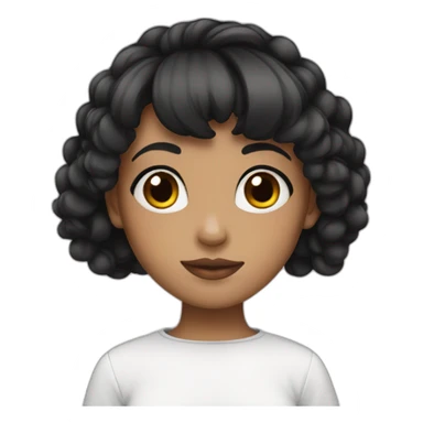 girl with black hime cut hairstyle sticker