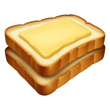 Cinematic warm toasted bread, golden-brown edges, butter melting into the surface, slightly crispy texture, simple and comforting, warm glowing background, inviting and homely. sticker