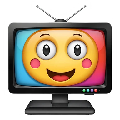 A tv with a cartoon on sticker