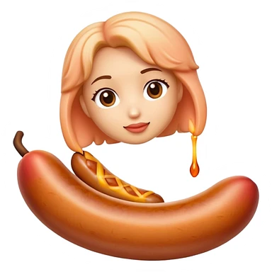 A peach meets with his friend a sausage  sticker