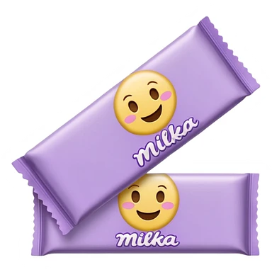 emoji style flat illustration, pastel lilac Milka chocolate bar, beige pink yellow accent tones, light grain, no background, pinterest sticker aesthetic sticker