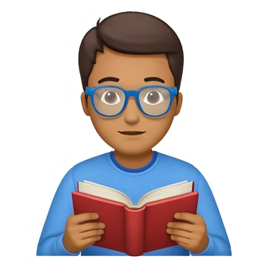 man reading a book colored glasses sticker