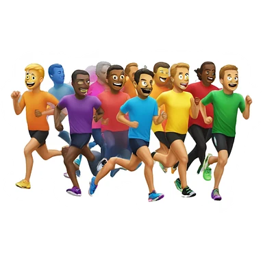 mwith rainbow glitter sparkling while 10 men start running sticker