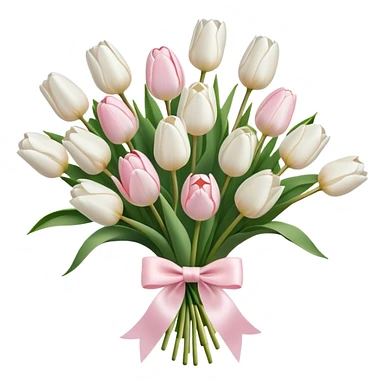 White tulips bouquet with light pink bow  sticker