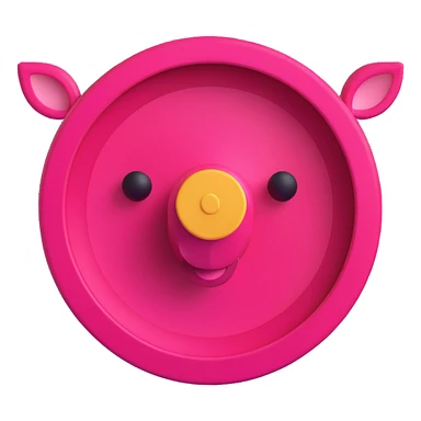 pink bullseye, 3D style, playful and rounded, toy-like sticker