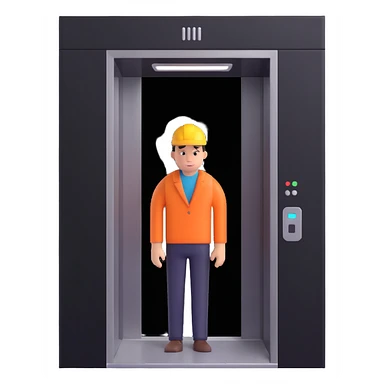 elevator icon with a person inside sticker