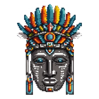 Toltec carved stone head with decorated headdress sticker
