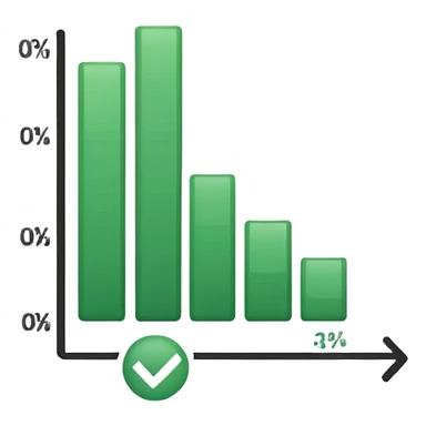 green bar chart decrease and percentage sign sticker