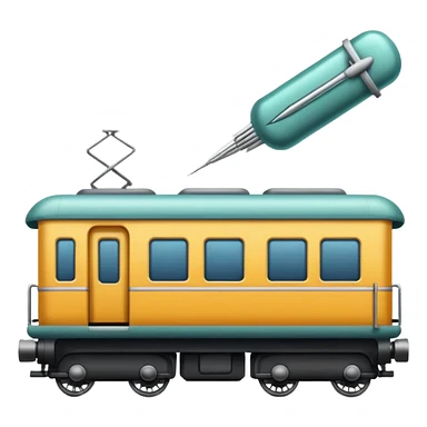 A train that has needles in it sticker