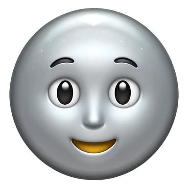 Silver chrome sparkle emoji, iOS emoji style, minimal shape, glossy metallic shine, clean background, smooth lighting sticker