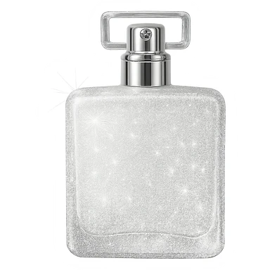white sparkly perfume bottle sticker