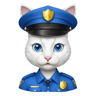white cat police sticker