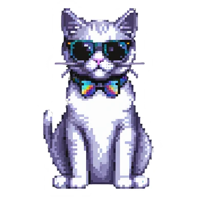 cool cat with sunglasses sitting pose sticker