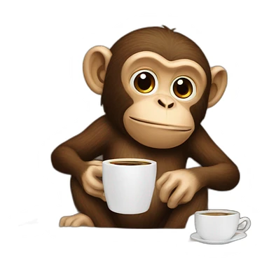 monkey drinking coffee and sofa sticker
