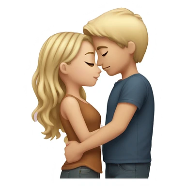 A Boy with brown hair kissing a girl with blonde hair sticker