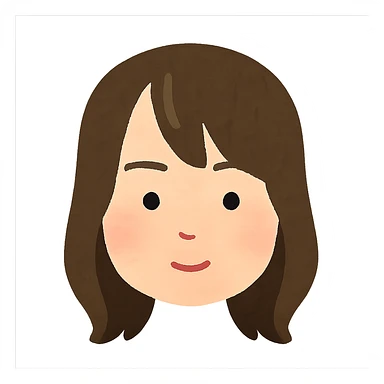 Billie Eilish head, Irasutoya style, brown hair, soft cartoon face, simple features, no background sticker