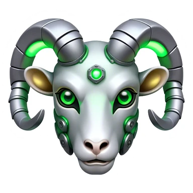 Cyborg Ram(Goat) head green glowing eyes sticker