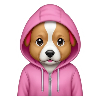 Dog wearing pink hoodie sticker