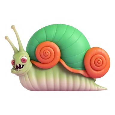 zombie snail, green shell, drooling, cartoonish undead look sticker