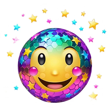 Smiling glitter ball with stars as eyes sticker
