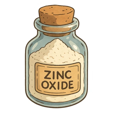 ghibli style zinc oxide powder in a small glass jar sticker