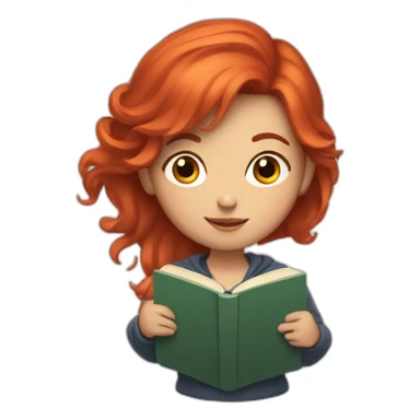 Girl with red hair and a book sticker