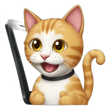 cat speaking with smartphone sticker